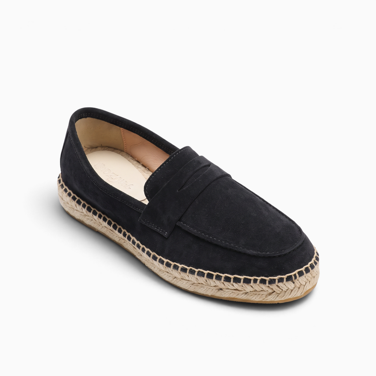 Mocassin espadrille Mocassin Paris pour homme en daim bleu marine avec semelle en chanvre et caoutchouc