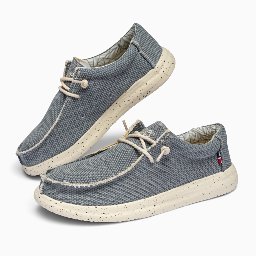 Mocassin Paris, mocassins homme en toile grise avec semelle souple mouchetée et lacets beiges pour un style décontracté