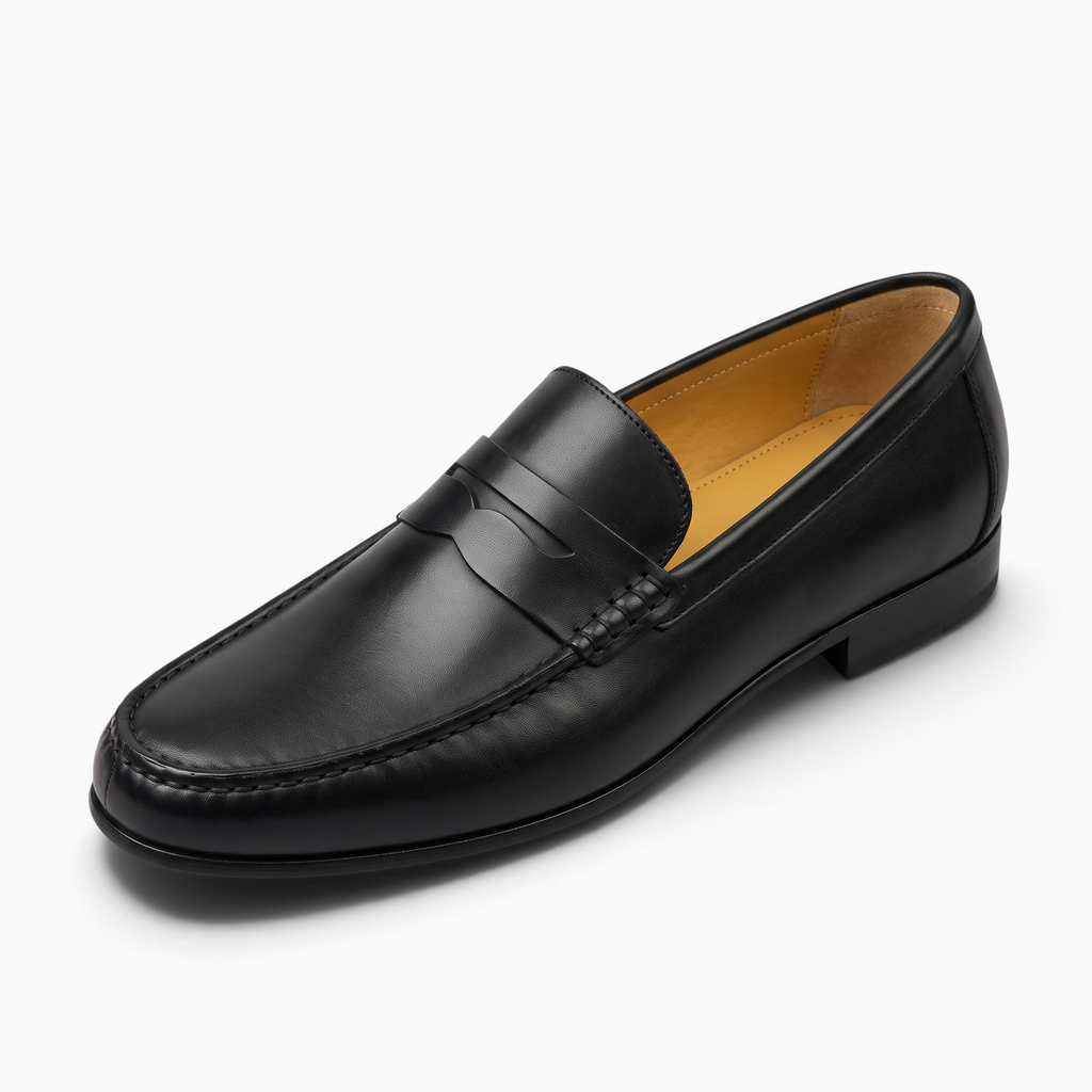 Mocassin homme Mocassin Paris en cuir noir classique avec semelle en caoutchouc pour un style habillé et élégant