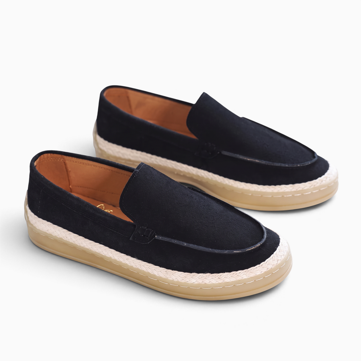 Mocassin Paris homme noir en matière synthétique respirante avec semelle en caoutchouc et bordure tressée