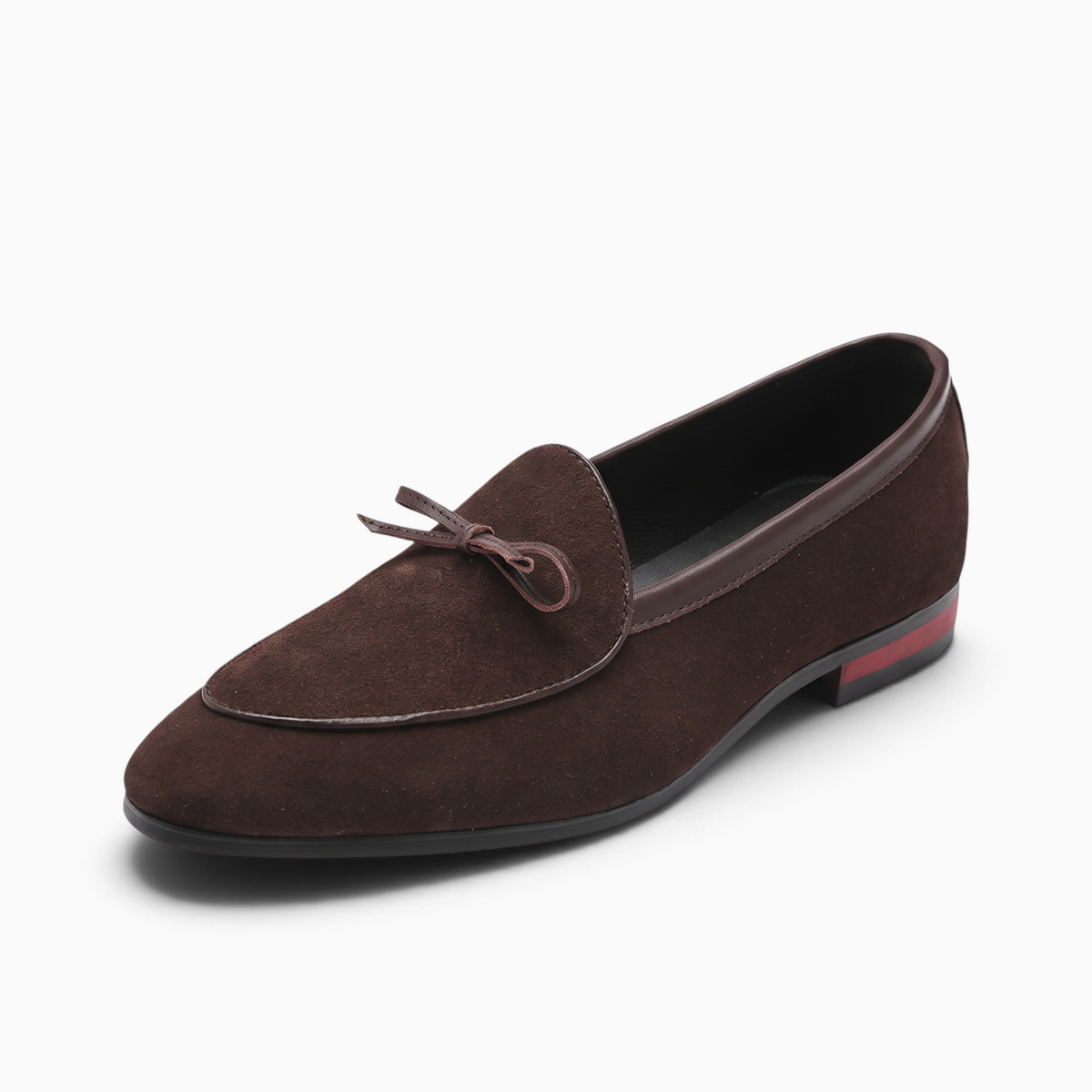 Mocassin homme Mocassin Paris en daim marron avec détail de nœud sur le dessus pour une tenue de cérémonie élégante