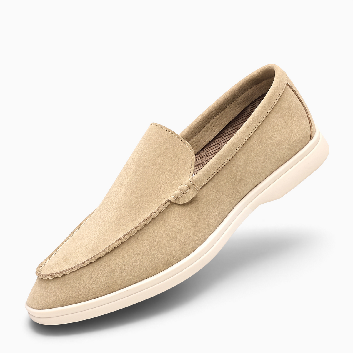 Mocassin homme Mocassin Paris beige en matière synthétique avec semelle en caoutchouc pour tenue de cérémonie