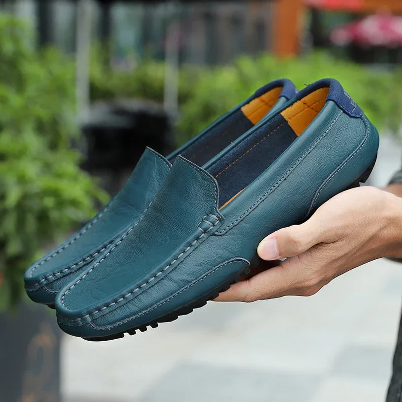 Mocassin Homme Cuir Jaune Respirant