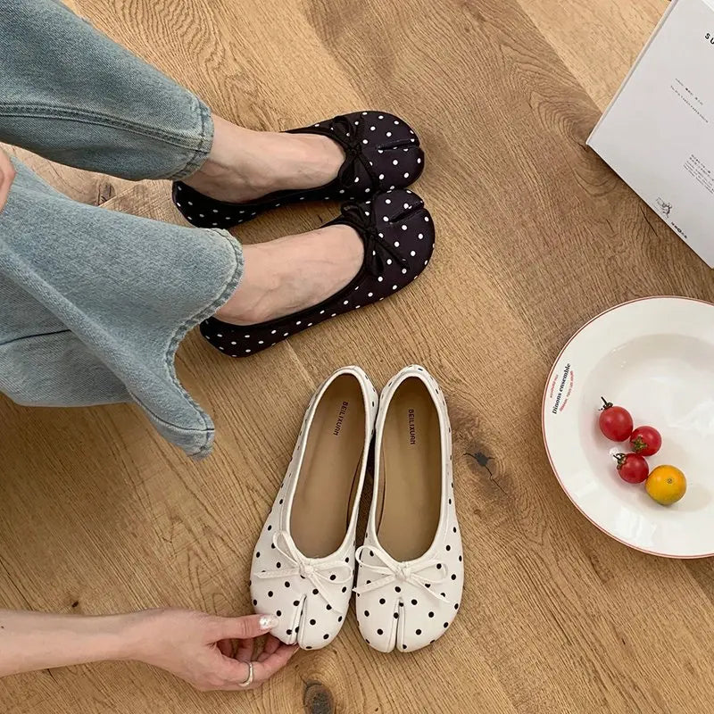 Mocassin Ballerine Tabi Femme en Cuir à Nœud