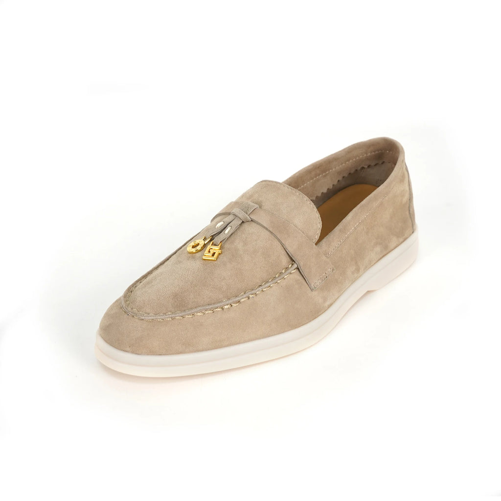 Mocassin Daim Lavande Luxe Glands Dorés