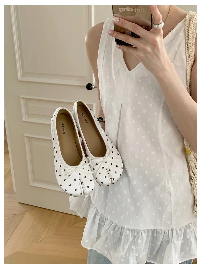 Mocassin Ballerine Tabi Femme en Cuir à Nœud