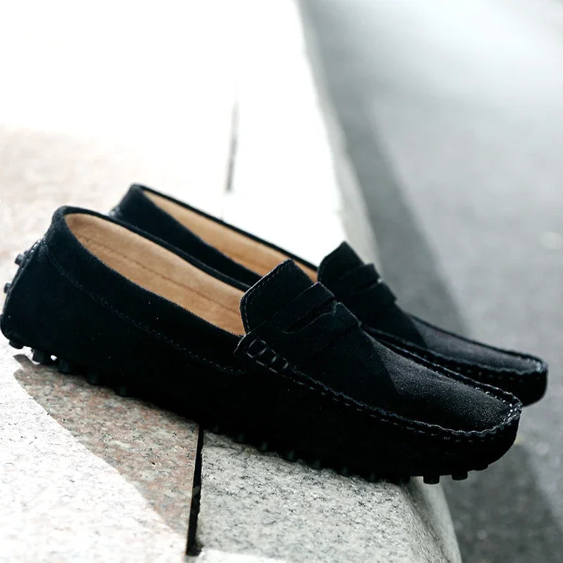 Mocassin Daim Bleu Royal Homme Chic