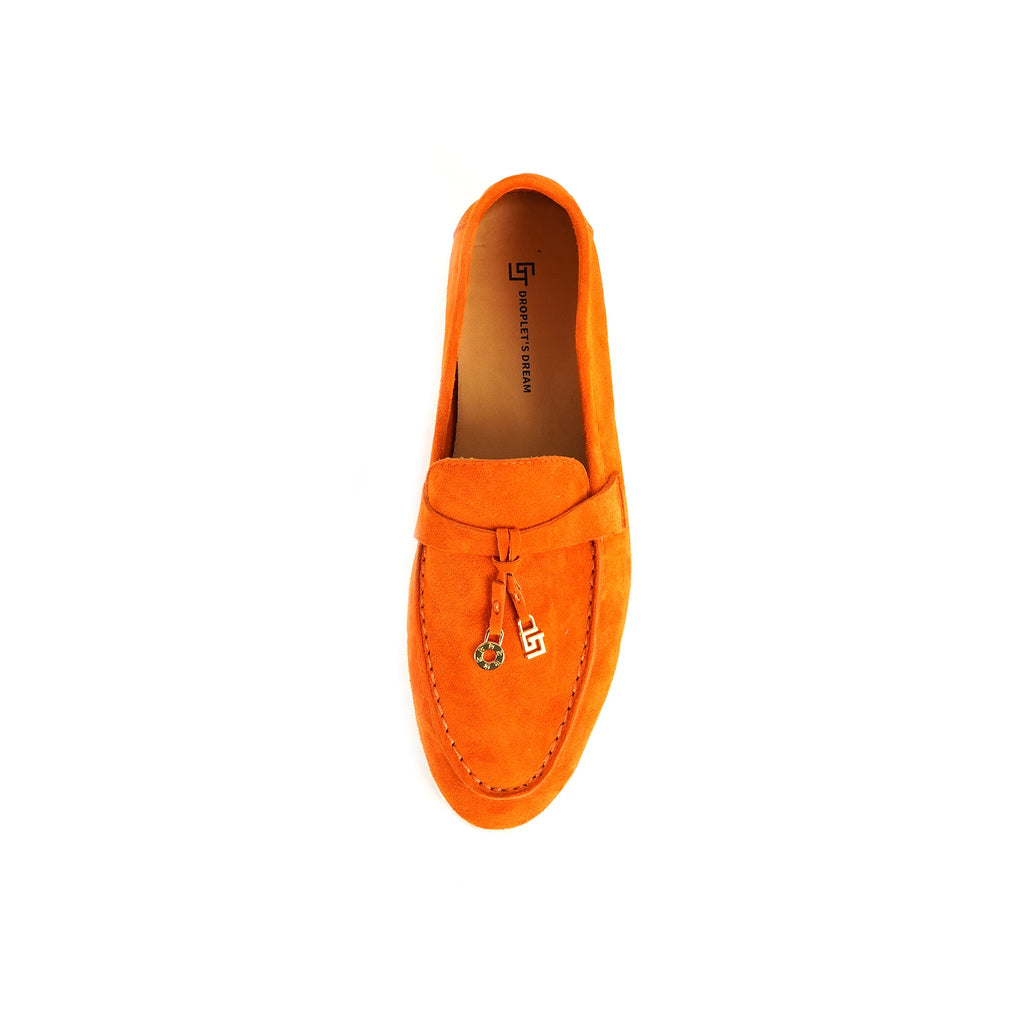 Mocassin Daim Noir Luxe Glands Dorés