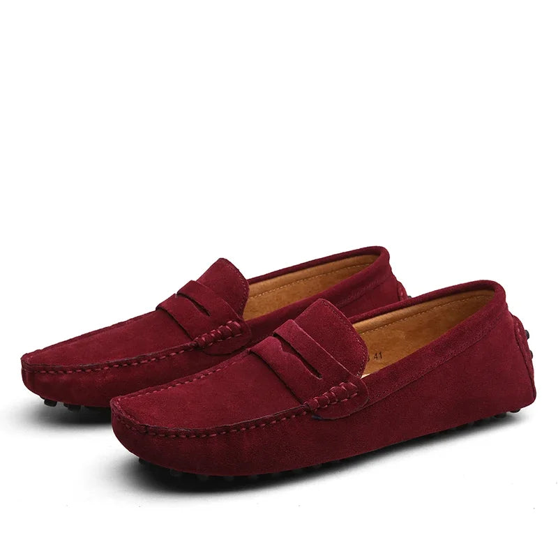 Mocassin Daim Orange Homme Chic
