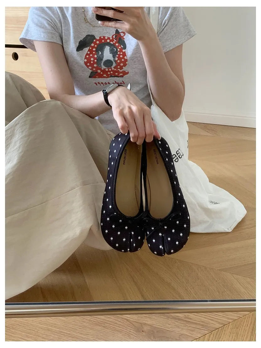 Mocassin Ballerine Tabi Femme en Cuir à Nœud