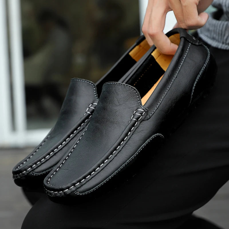 Mocassin Homme Cuir Jaune Respirant