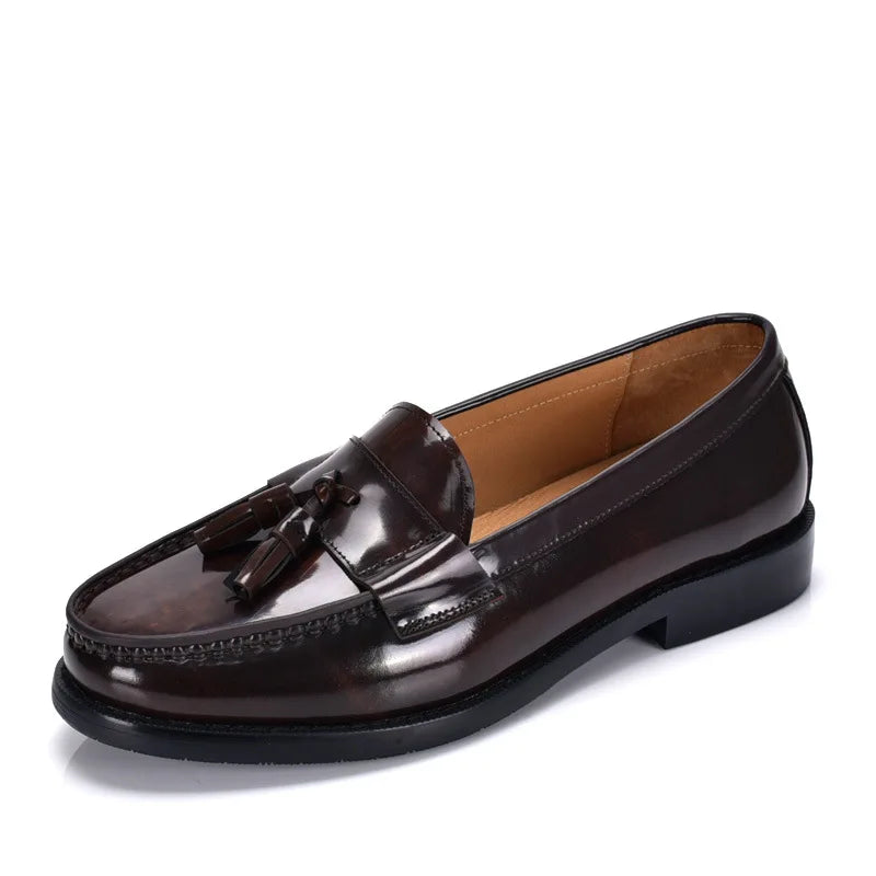 Mocassin En Cuir Vernis Noir Pour Homme à Gland