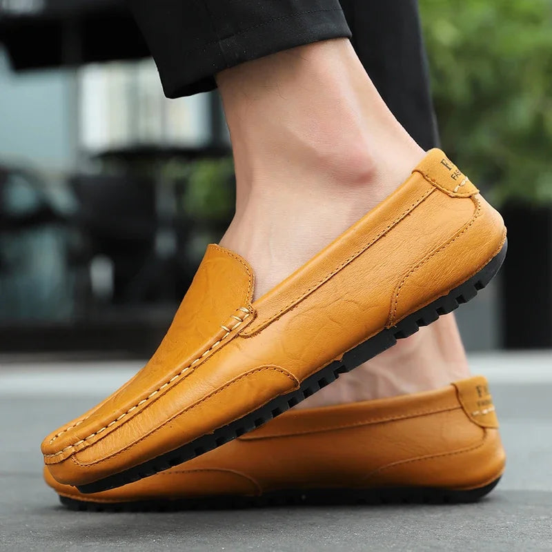 Mocassin Homme Cuir Jaune Respirant