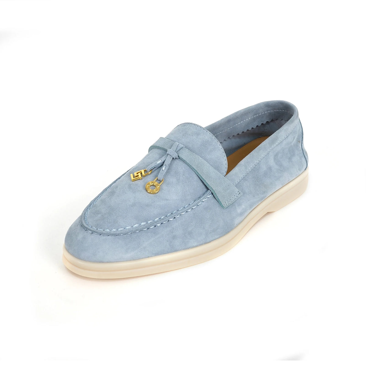 Mocassin Daim Lavande Luxe Glands Dorés
