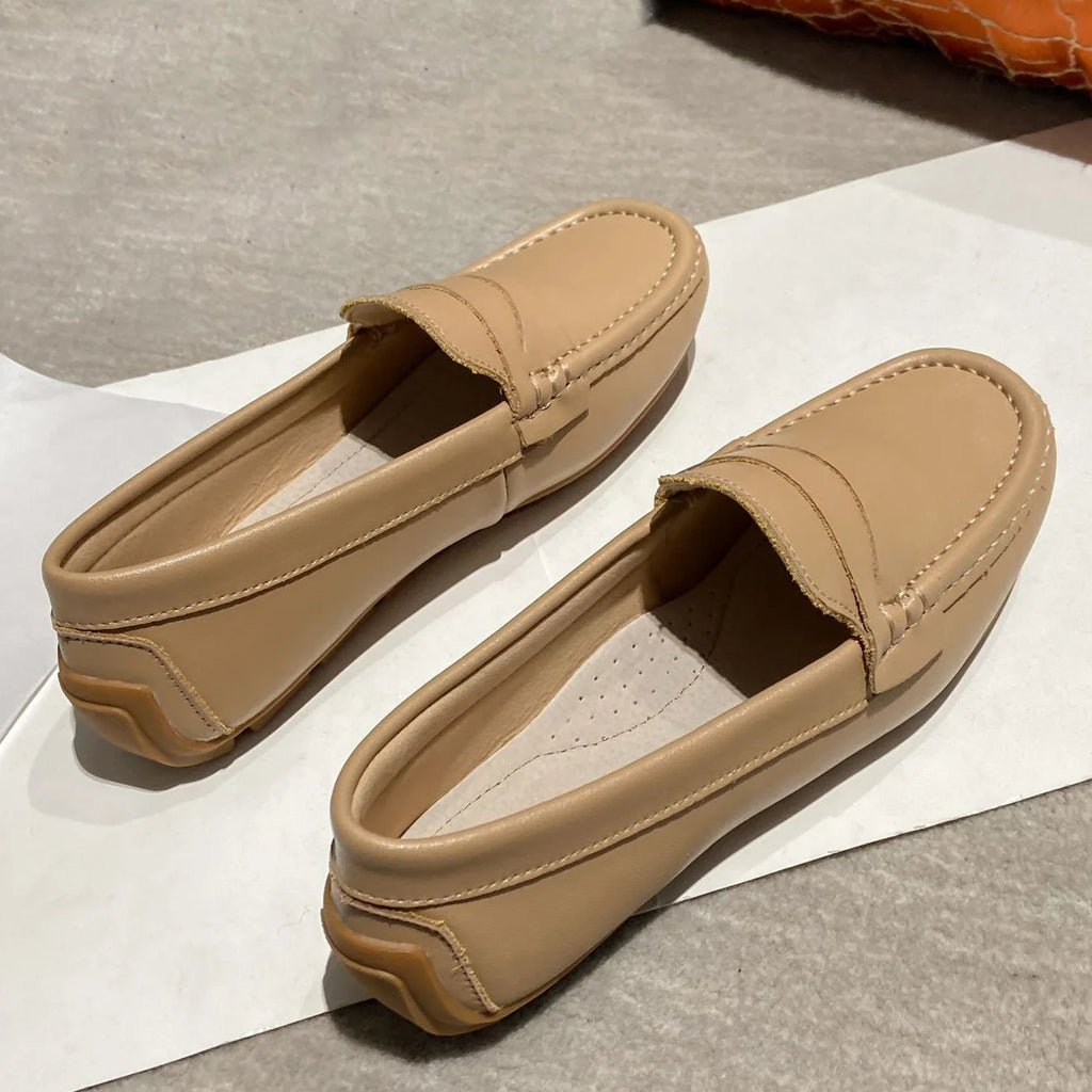 Mocassin Cuir Mat Marron Femme