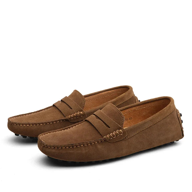 Mocassin Daim Orange Homme Chic