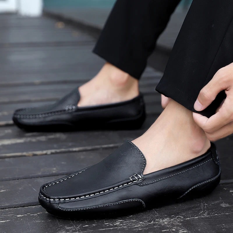 Mocassin Homme Cuir Jaune Respirant