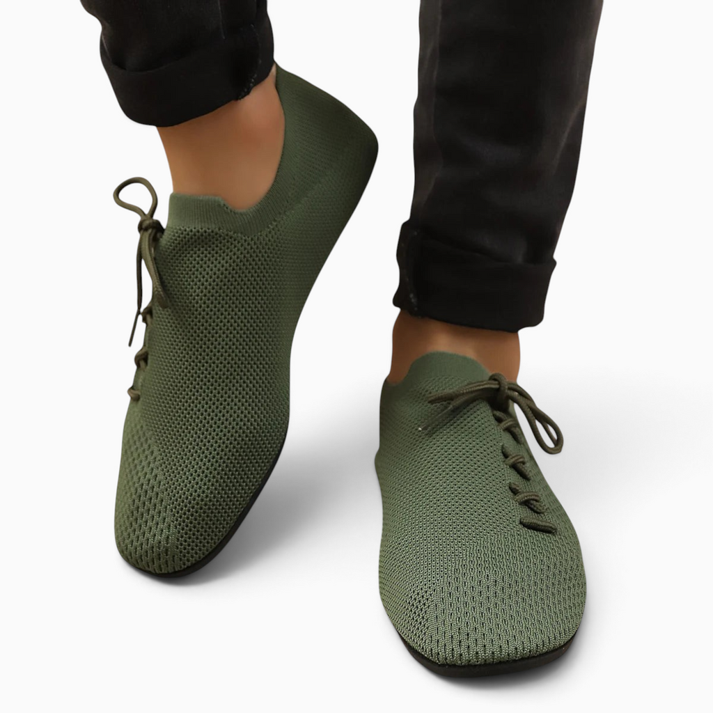 Mocassin Paris homme en tissu mesh respirant vert kaki avec semelle fine souple pour un style décontracté