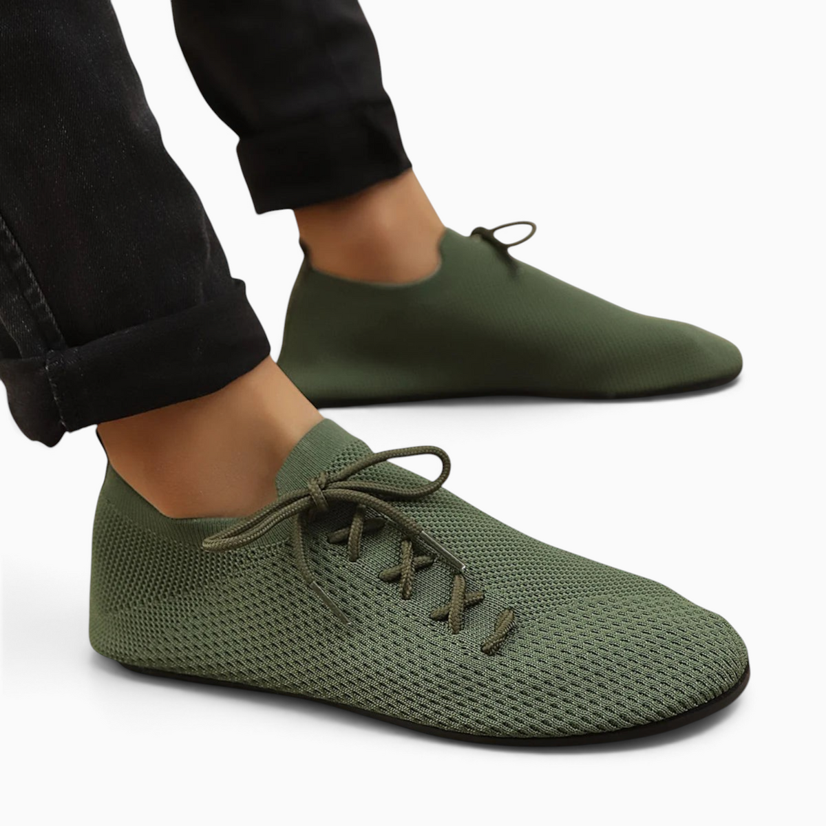Mocassin Paris, mocassin homme en tissu mesh vert respirant avec semelle fine souple pour un style décontracté