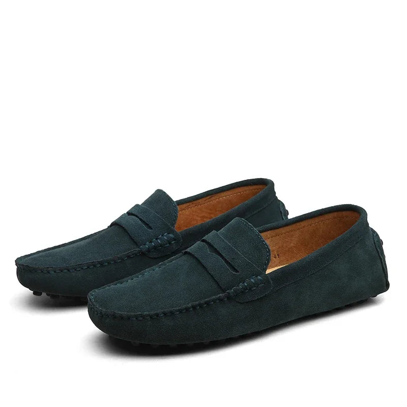 Mocassin Daim Vert Foncé Homme Chic