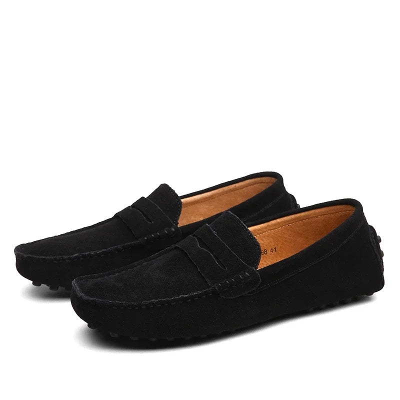 Mocassin Daim Orange Homme Chic
