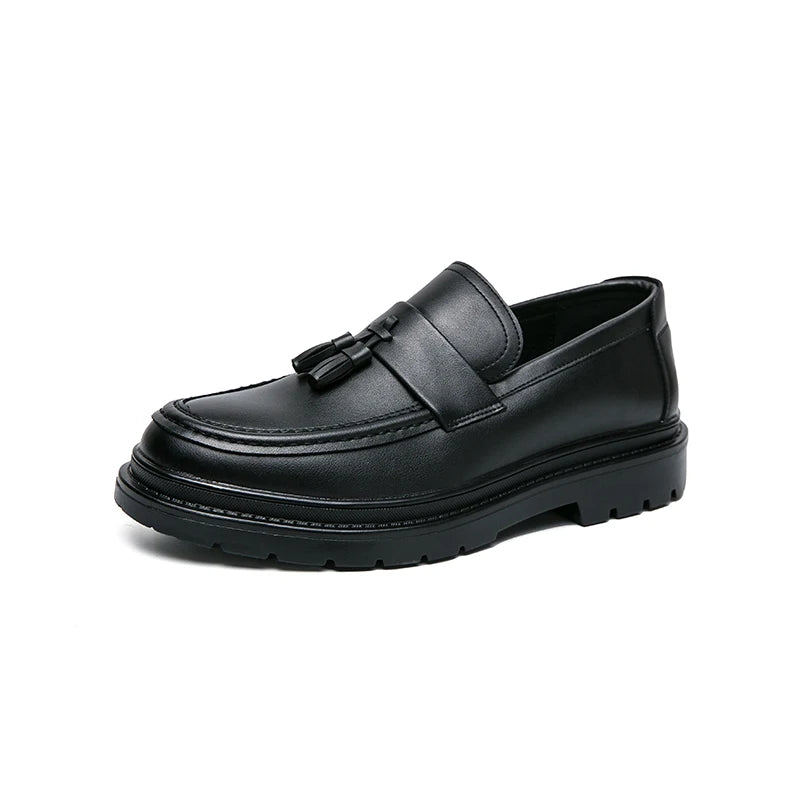Mocassin Plateforme En Cuir Noir Mat Pour Homme