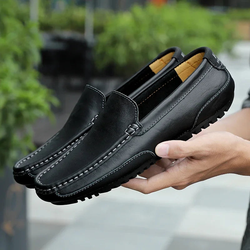 Mocassin Homme Cuir Jaune Respirant