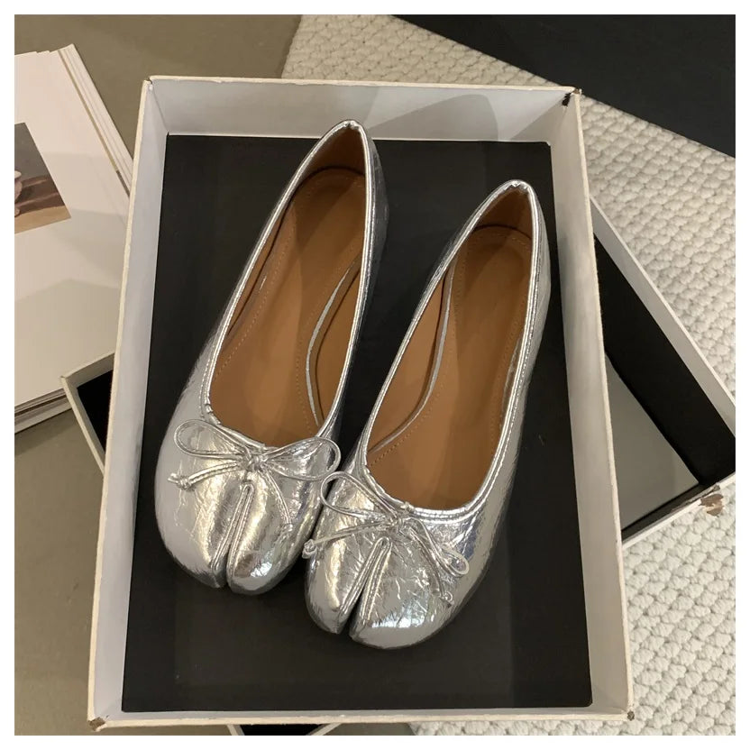 Mocassin Ballerine Tabi Femme en Cuir à Nœud