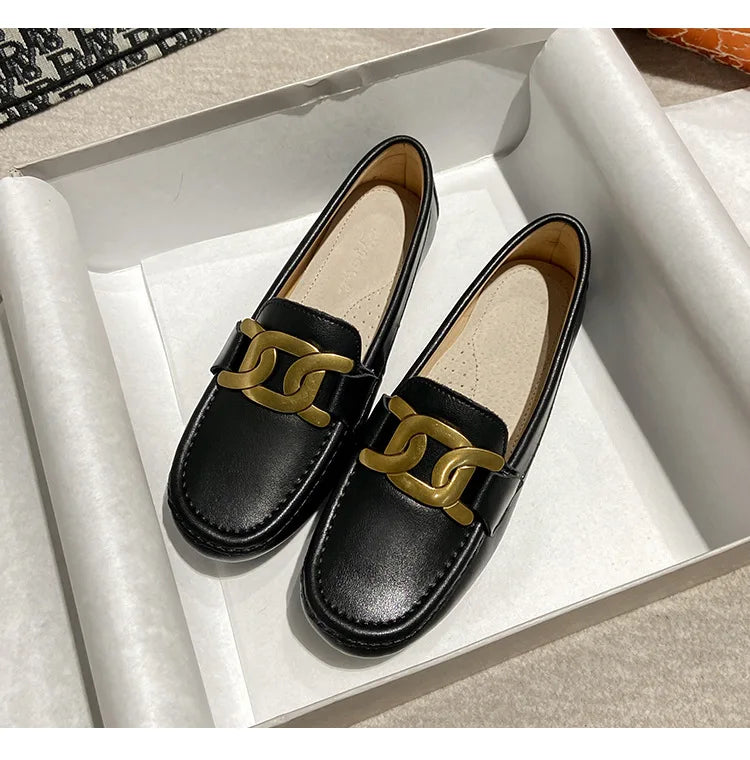 Mocassin Cuir Mat Marron Femme