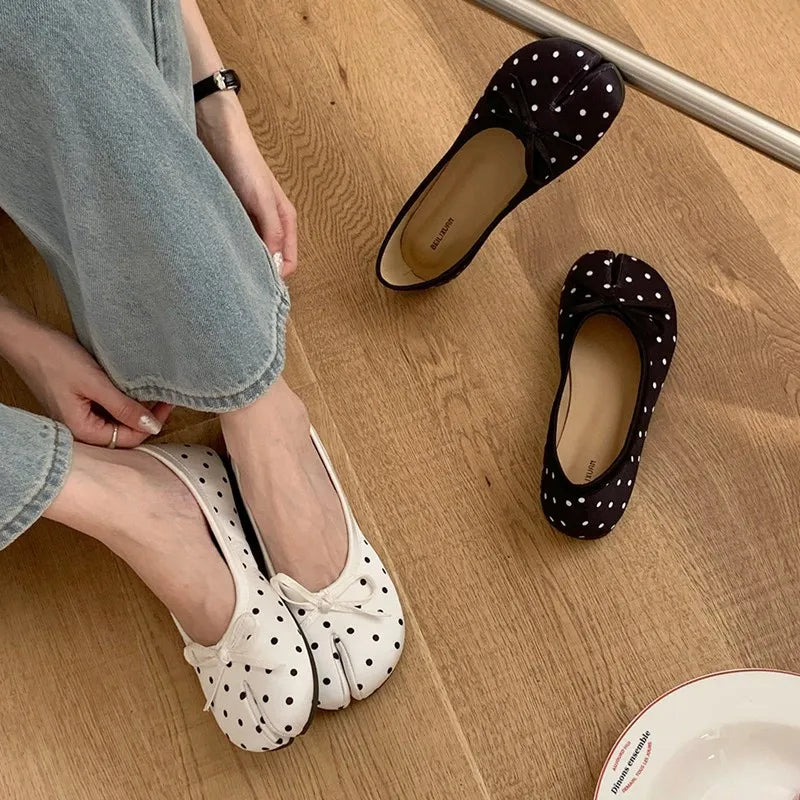 Mocassin Ballerine Tabi Femme en Cuir à Nœud