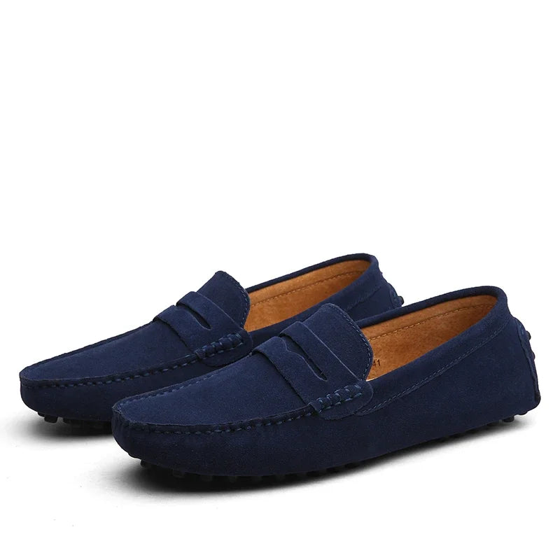 Mocassin Daim Bleu Royal Homme Chic