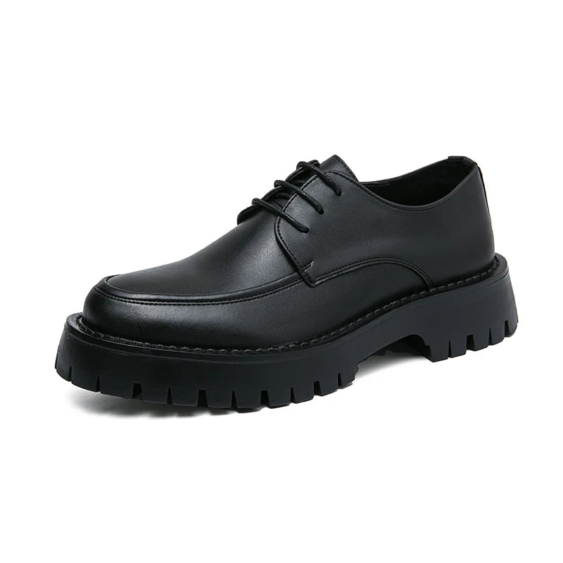Mocassin Plateforme En Cuir Noir Mat Pour Homme
