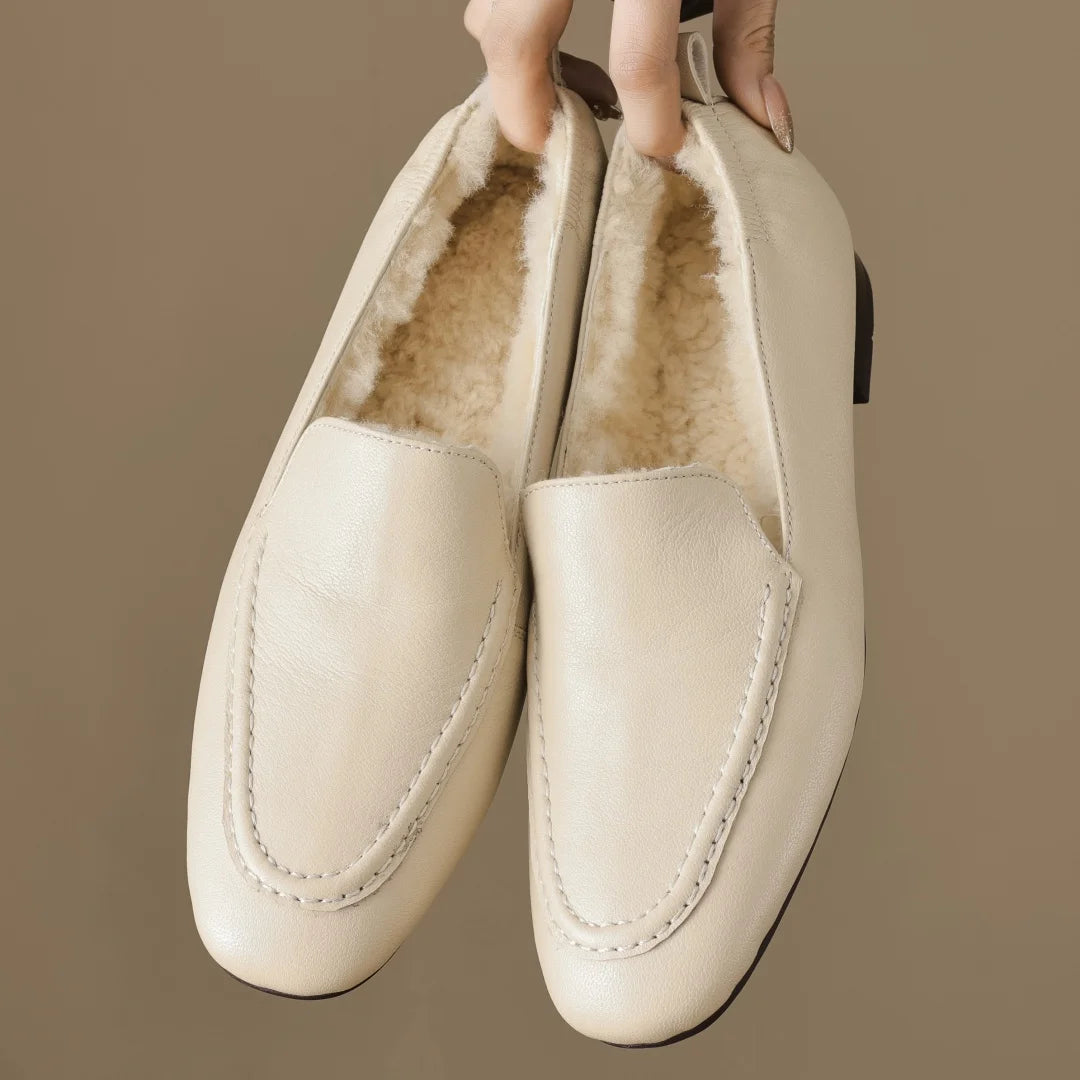 Mocassin Femme Hiver Fourré en Laine de Mouton