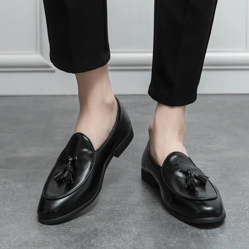 Mocassin Cuir Marron Vernis à Gland Homme