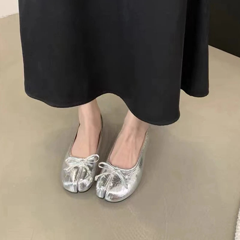 Mocassin Ballerine Tabi Femme en Cuir à Nœud