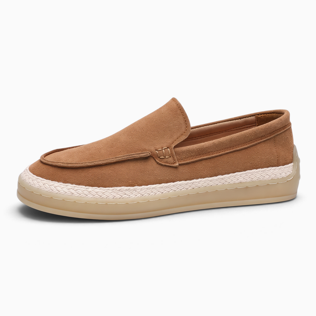 Mocassin Paris homme marron en matière synthétique respirante avec semelle en caoutchouc et détail tressé