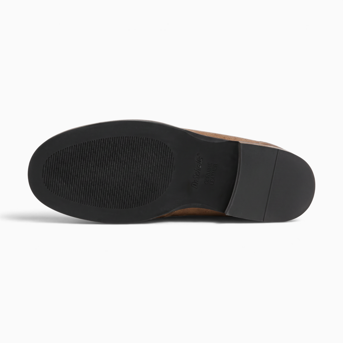Semelle extérieure noire antidérapante d'un mocassin Mocassin Paris en daim avec talon plat