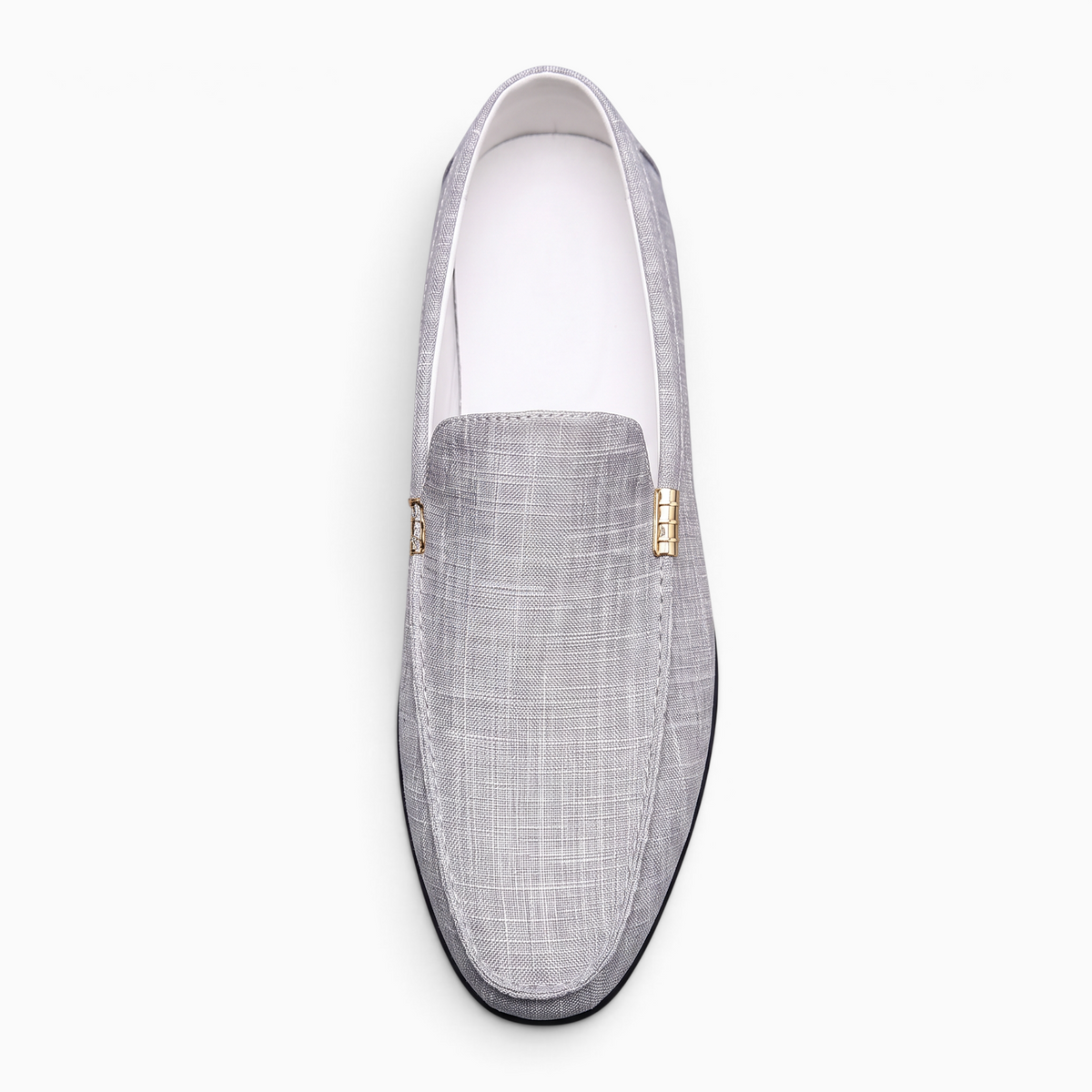 Mocassin Paris homme en tissu gris respirant avec bout rond et semelle souple pour un style décontracté