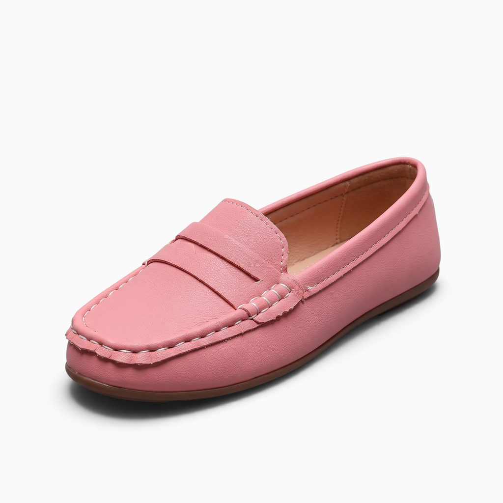 Mocassin femme Mocassin Paris rose en matière synthétique avec bout rond et semelle plate décontractée
