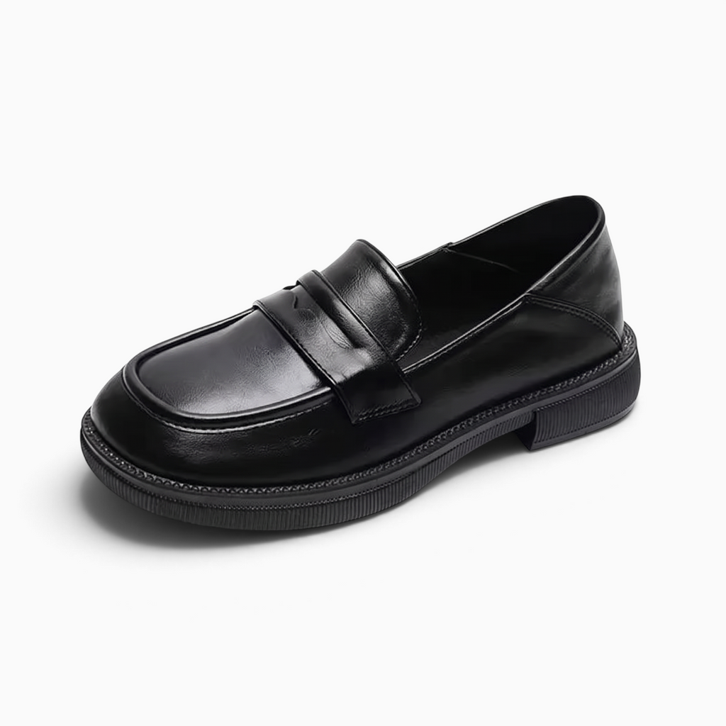 Mocassin femme Mocassin Paris noir en matière synthétique souple avec bout rond et semelle extérieure texturée en TPR